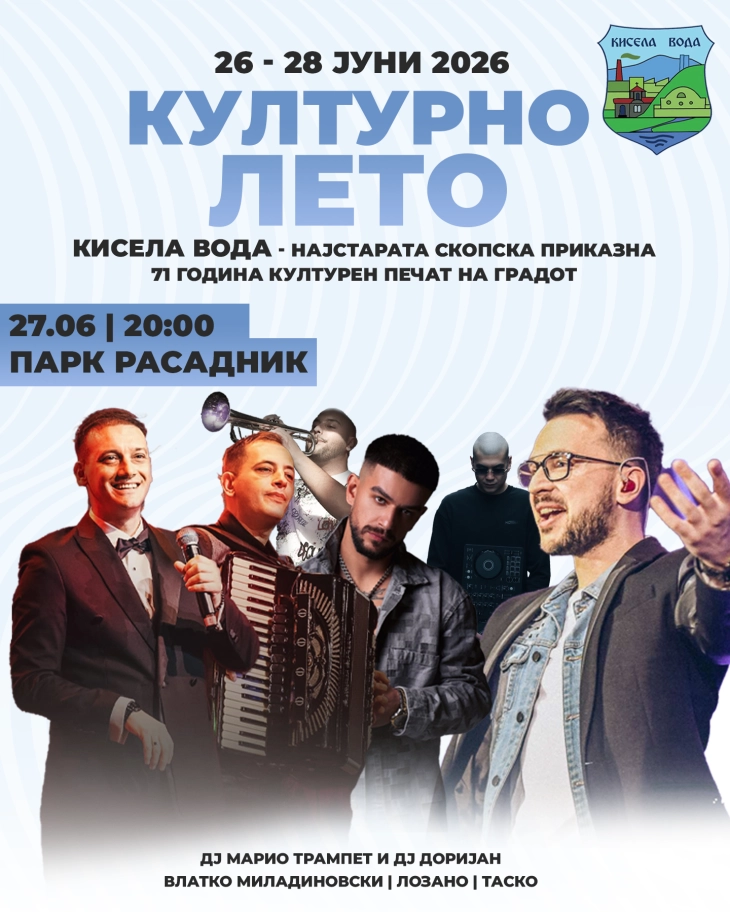 Општина Кисела Вода: „Културно лето“ со богата програма вечерва и утре