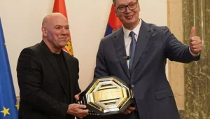 Претседателот на Србија го пречека Дана Вајт пред првиот настан на УФЦ во Белград