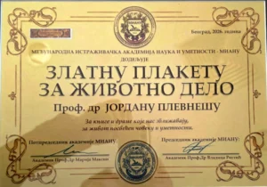 Златна повелба за животно дело за Јордан Плевнеш од Интернационалната конференција СЕТИ во Белград