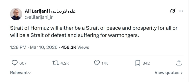 Лариџани упати ново предупредување во врска со Ормускиот теснец по заканата на Трамп