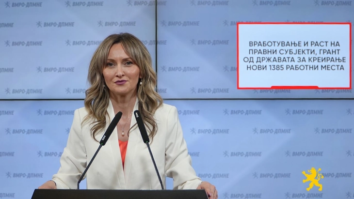 Кузманоска: Вработување и раст на правни субјекти, креирање нови 1.385 работни места и грант од државата од 160.000 до 250.000 денари по работник