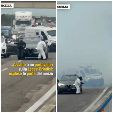 (ВИДЕО) ФИЛМСКИ ГРАБЕЖ ВО ИТАЛИЈА: На автопат дигнаа во воздух возила за транспорт на пари