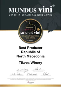 „Тиквеш“ најдобар македонски производител на вино на Mundus Vini