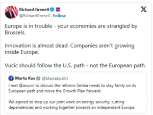 Гренел до Вучиќ: Следете го американскиот пат, а не европскиот