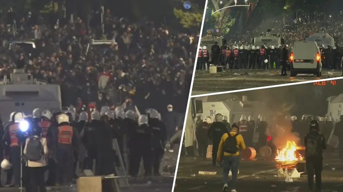 (Фото+видео) Хаос во Тирана: полицијата употреби гумени куршуми врз демонстрантите, уапсени над 1.000 лица
