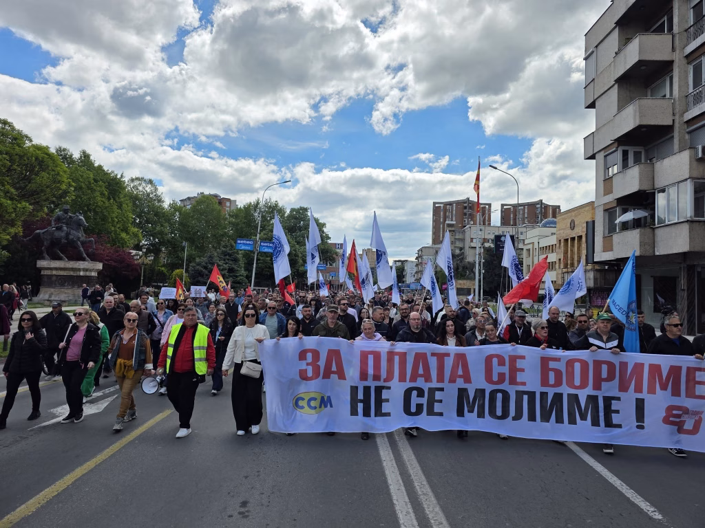 „За плата се бориме, не се молиме“: ССМ со масовен протест побара минималец од 600 евра