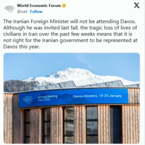 Иранскиот министер за надворешни работи нема да присуствува на форумот во Давос поради репресиите, објавија организаторите