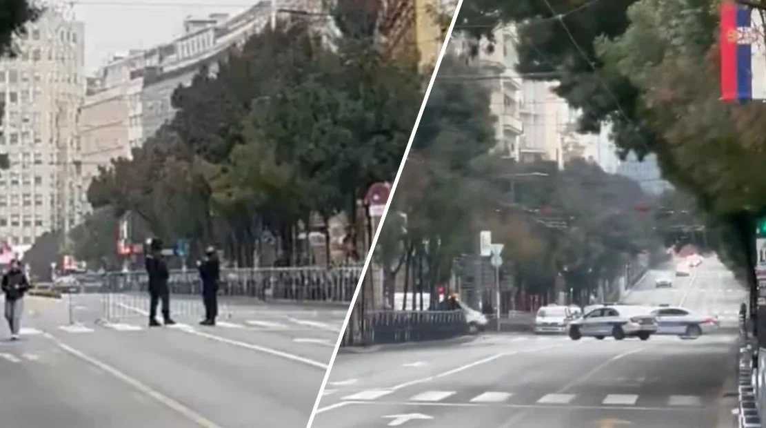 (Видео) Блокиран центарот на Белград на денот на изборите – затворени улици и засилено полициско присуство