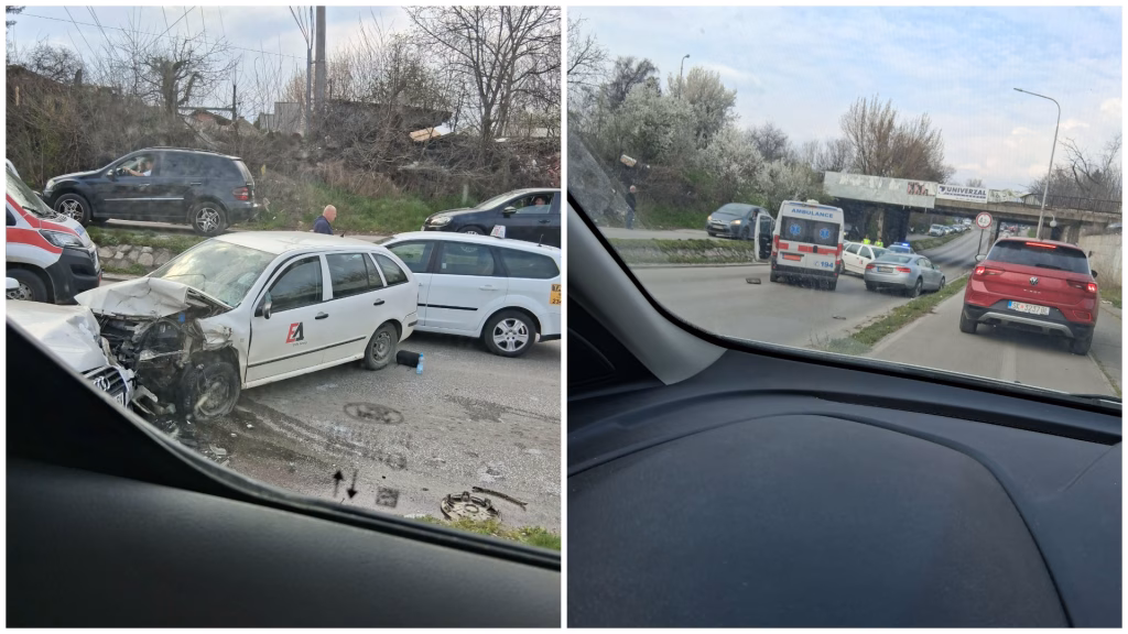 ФОТО Сообраќајка во Бутел: Судир на три возила, едното на ЕВН