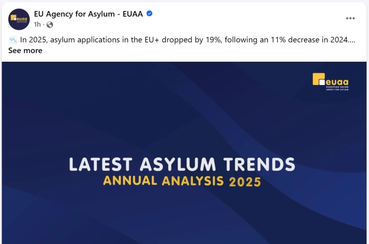 Пад на барањата за азил во ЕУ
