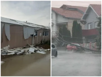 (ФОТО) ЦРН БИЛАНС ОД НЕВРЕМЕТО ВО СКОПЈЕ: 10 повредени лица, 117 оштетени возила и 35 покриви, паднале 189 дрвја и 7 семафори, избиле 5 пожари