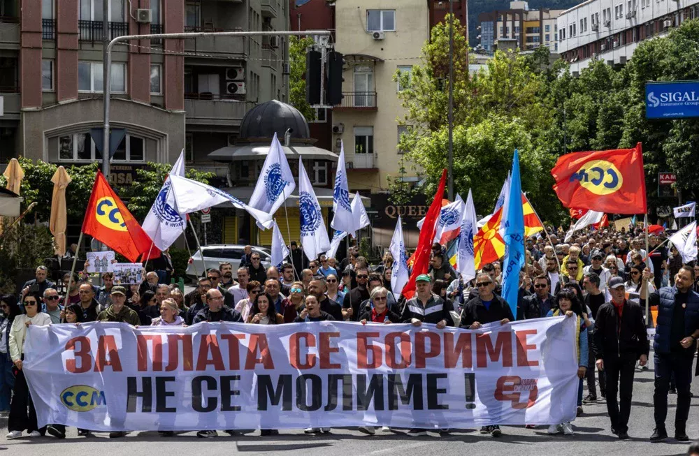 „За плата се бориме, не се молиме“ – протест на Сојузот на синдикатите на Македонија