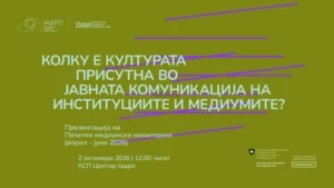 Презентација на медиумски мониторинг: Колку културата е присутна во комуникацијата на институциите и медиумите