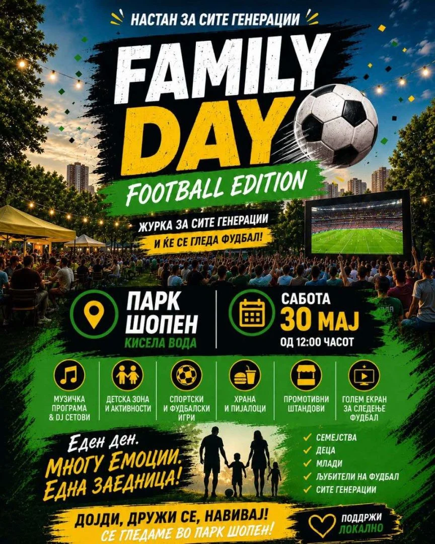 „Family Day – Football Edition“ во Кисела Вода, спорт и музика во паркот „Шопен“