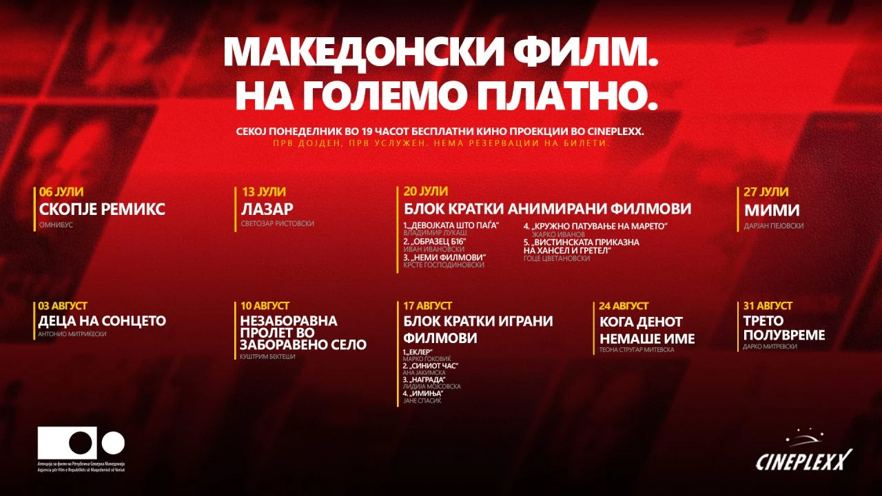 Бесплатни проекции на македонски  филмови на големото платно