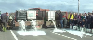 Продолжувa блокадата на Ибарска магистрала од производителите на млеко во Србија