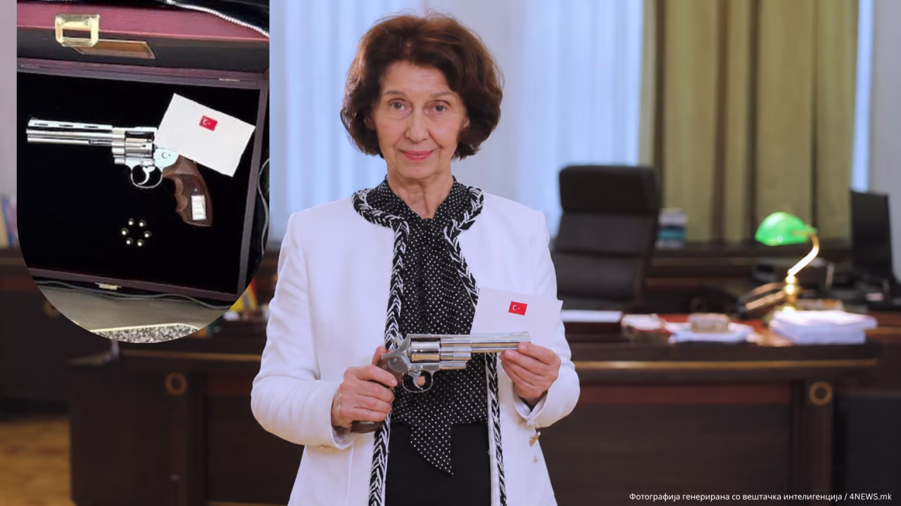 Револверот подарок од Ердоган ќе стаса по дипломатска пошта. Сиљановска нема намера да пука.