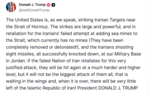 Трамп изјави дека последниот американски напад врз Иран бил „оправдан“, се заканува со повеќе напади ако Техеран возврати
