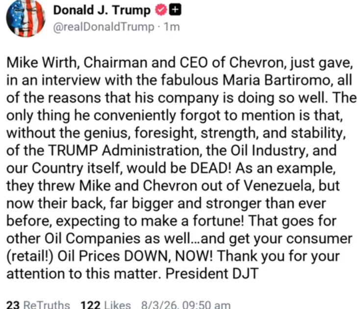 Трамп им порача на нафтените компании „веднаш“ да ги намалат цените на горивата