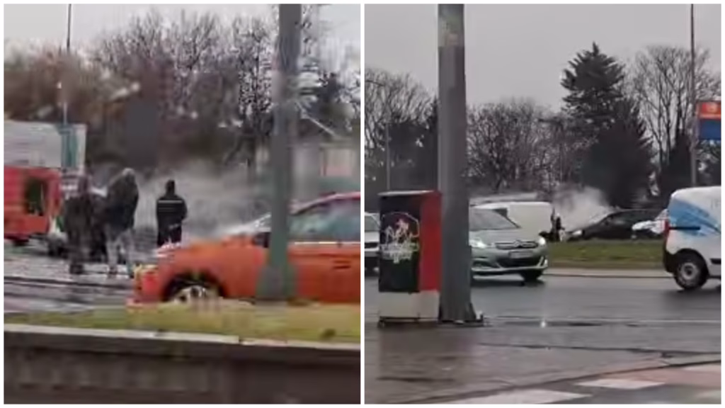 ВИДЕО Се запали автомобил кај кружниот тек во Влае