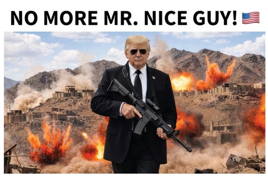 Трамп објави фотографија како држи автоматска пушка и му порача на Иран да се вразуми