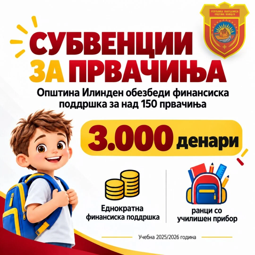 Општина Илинден додели субвенции на над 150 првачиња