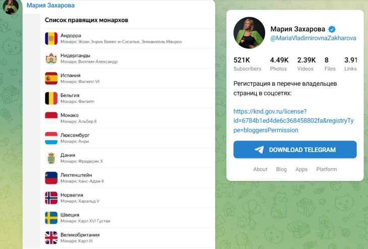 Захарова го исмеа Бајден